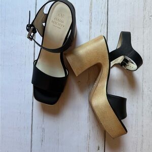 Oasis Society Black and Tan Platform Sandals